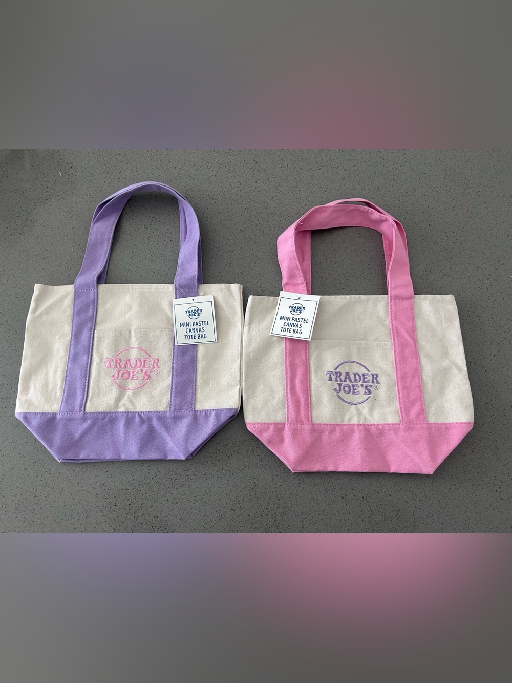 Trader Joe's Mini Canvas Tote Bag - Pink or Lavender